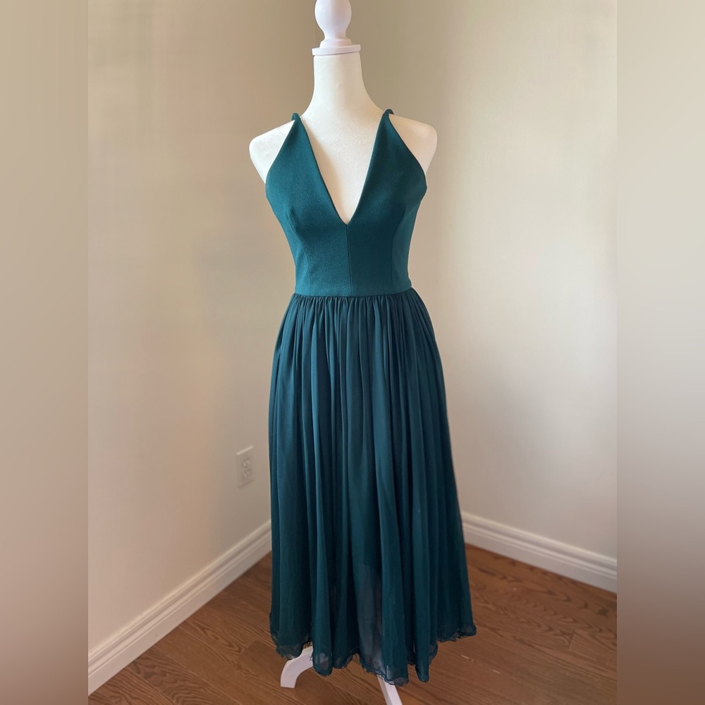 Dress the Population Alicia Mixed Media Midi Dress